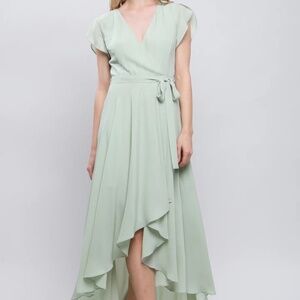 Ya Ya & Co. Sage Green High Low Wrap Tie Dress, Size: L | NEVER WORN